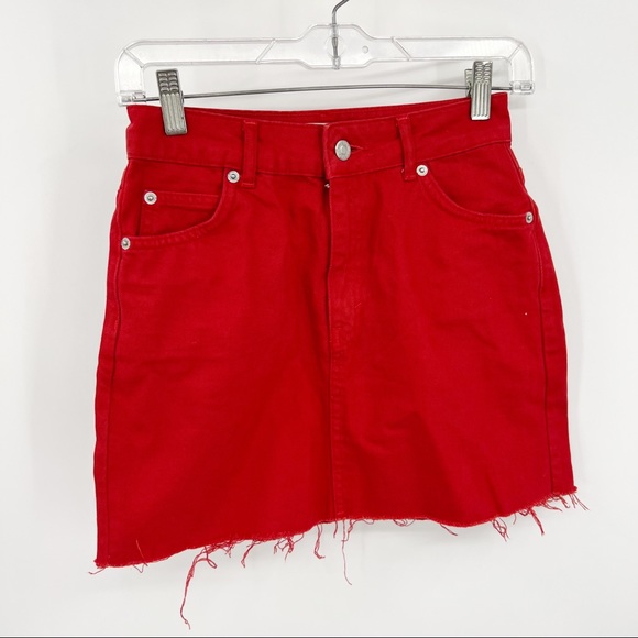 Topshop Dresses & Skirts - Topshop Moto Red Denim Skirt 2